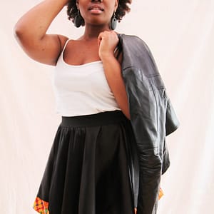 Black Wet-Look Skater Skirt