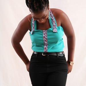 Blue Halterneck Crop Top