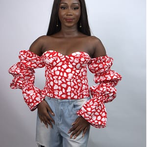 Corset top with marie sleeves